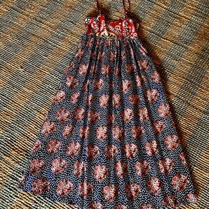 Natural Life spaghetti strap maxi boho dress with adjustable straps, size small.